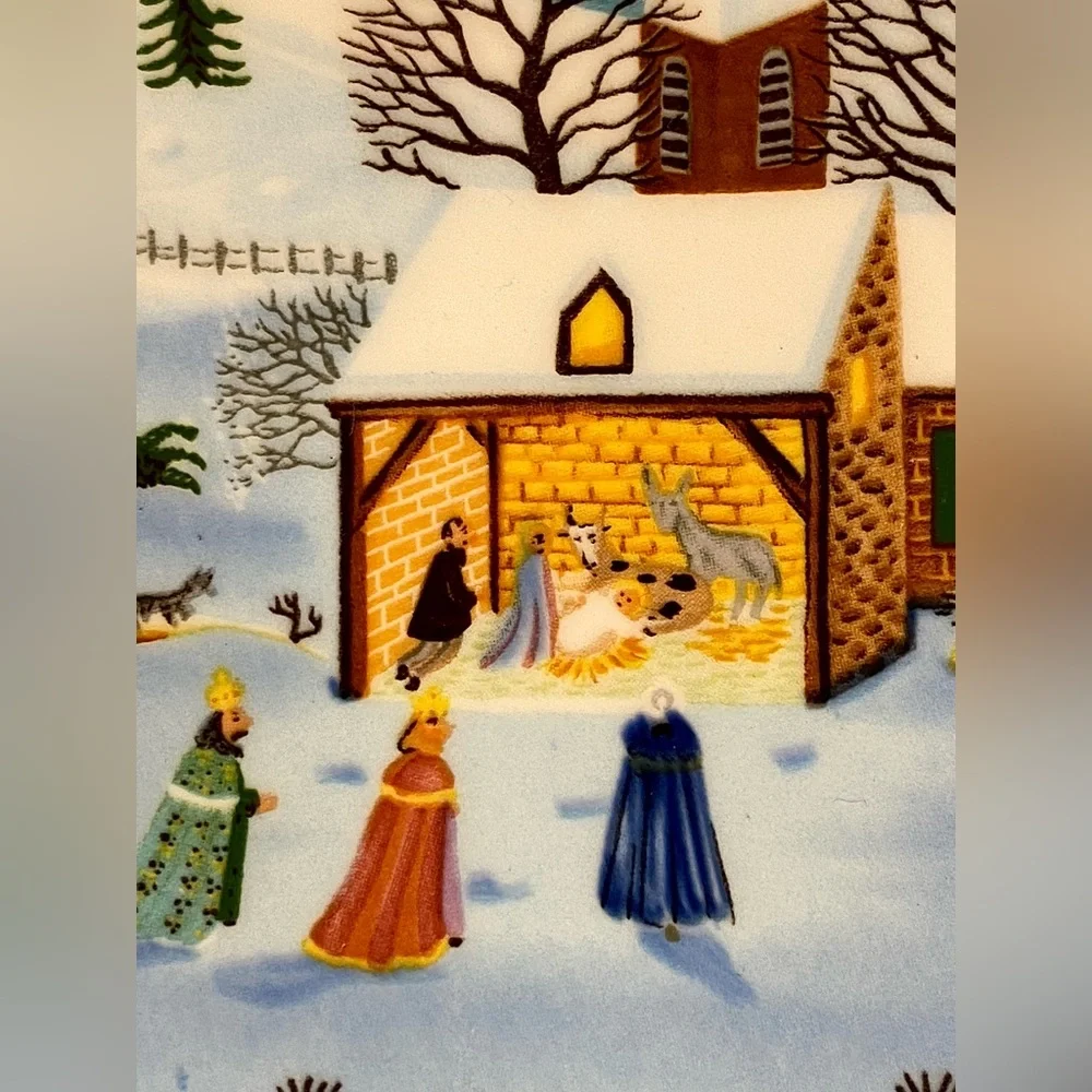 Villeroy & Boch Naif Christmas Snow Scene Charger Plate‎  Signed Laplau 12